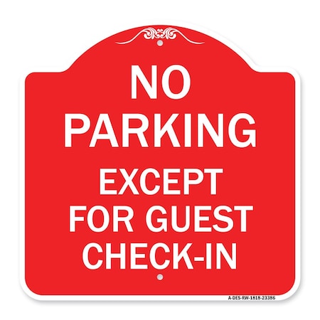 Signmission Parking Reserved for Guests Only, Red & White Aluminum Architectural Sign, 18" x 18", RW-1818-23386 A-DES-RW-1818-23386